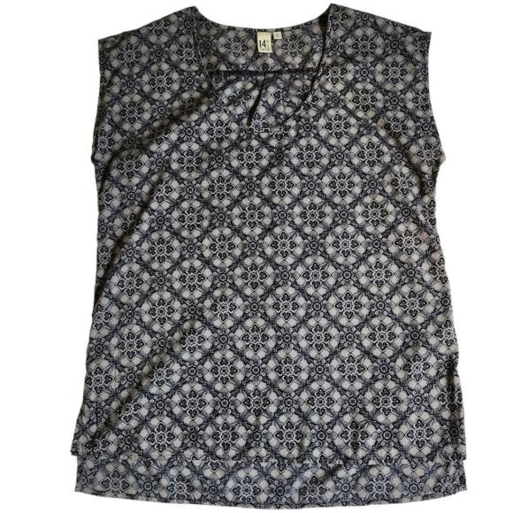 14th & Union black gray cap sleeve hi lo hem top sz S